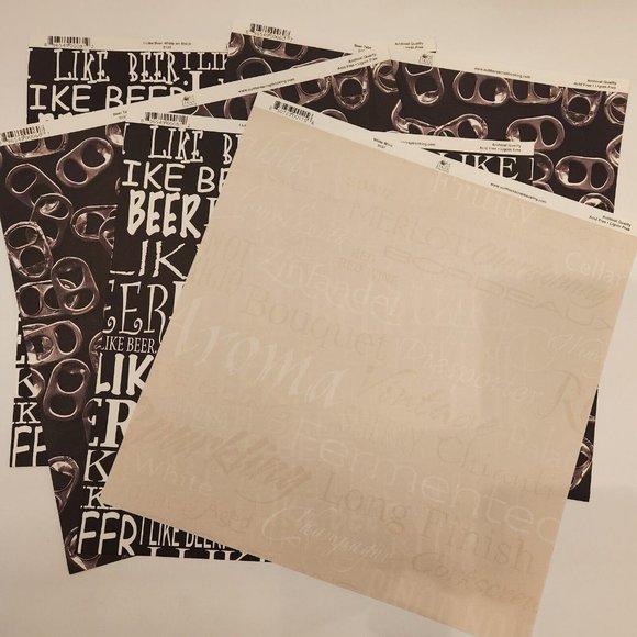 Scrapbook Paper 25 Sheets Beer Alcohol Themed crafting supplies 12x12 - Picture 1 of 12